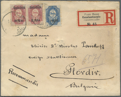 Br Russische Post In Der Levante - Staatspost: 1912. Registered Envelope To Bulgaria Bearing Russian Levant Yvert - Turkish Empire