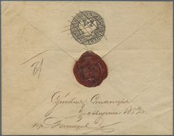GA Russland - Ganzsachen: 1848, First Issue 10 + 1 K. Black Envelope Cancelled By Pen And Handwritten Endorsement - Stamped Stationery