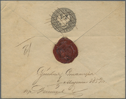 GA Russland - Ganzsachen: 1848, First Issue 10 + 1 K. Black Envelope Cancelled By Pen And Handwritten Endorsement - Interi Postali