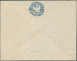 GA Russland - Ganzsachen: 1848, Second Issue 20 + 1 K. Blue Envelope With Watermark 1, Very Thin Paper, Tiny Spot - Stamped Stationery