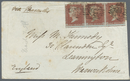 Br Russland - Besonderheiten: 1856, Crimean War, Great Britain QV 1d Stars Horizontal Strip-3 Canc. On Arrival In - Altri & Non Classificati