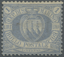 * San Marino: 1894, 1 L. Ultramarine, Mint Tiny Hinge Remain, Signed, Sassone Catalogue Value 1.400,- Euro - Unused Stamps