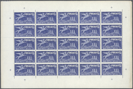 ** San Marino: 1946, 30l. Blue Express Stamp, Sheet Of 25 Stamps (few Imperfections In Margin) Showing Variety "i - Unused Stamps