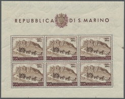**/* San Marino: 1949/1951, 75 Jahre Weltpostverein Vier Verschiedene Kleinögen Mit 100 L. Blau/rotlila, 200 L. Bla - Unused Stamps