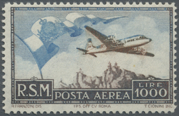 ** San Marino: 1951, 1000 L Flight Post Stamp, Mint Never Hinged, Signed, Mi 700.- - Neufs