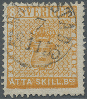 O Schweden: 1855, ÄTTA (8 Sk) Orange Cancelled With Circle "MARIESTAD 7 11 55", The Item Is Genuine And In First - Nuovi
