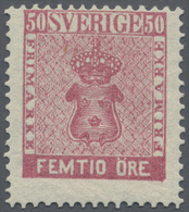 ** Schweden: 1858: 50 Ö. Karminrosa, Postfrisches Kabinettstück In Sehr Frischer Erhaltung. (Facit 12g) - Unused Stamps