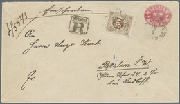 GA Schweden: 1886, Numeraltype 30 ö. Brown On Postal Stationery Envelope As Registered Cover From "HALMAR 19.2.18 - Unused Stamps