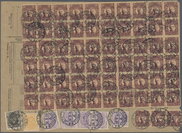 Br Schweden: 1921, 63 X 5 Kr Lilac On Yellow Gustaf V., Together With 1, 2 And 5 X 4 Oere "coat Of Arms" On Parce - Neufs