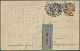 Br/ Schweden: 1920, Postcard Via Airmail From GÖTEBORG To Leipzig Wfranked With 10 Ans 20 Öre Airmail Stamps. BERL - Unused Stamps