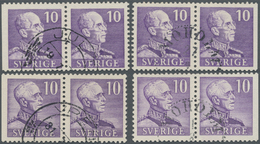 O Schweden: 1939, 10 Öre Violet Four Pairs Type I And II Right Or Left Imperforated, Used - Neufs