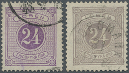 O Schweden - Portomarken: 1874/1891, 24 Öre Violet And 24 Öre Gray Lilac Used, Signed German Expert BPP - Segnatasse
