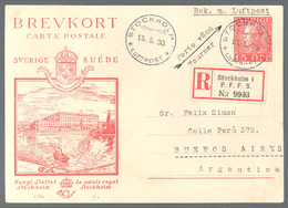 GA Schweden - Ganzsachen: 1930, 15 Öre Bildpost-GSK ”Schloss Stockholm” Als Einschreiben-Luftpostkarte Mit Rückse - Entiers Postaux