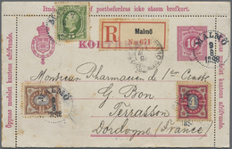 GA Schweden - Ganzsachen: 1898. Registered Postal Stationery Envelope 10ore Red (fox Spots) Upgraded With Yvert 4 - Entiers Postaux