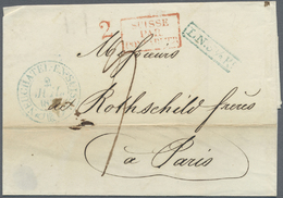 Br Schweiz - Vorphilatelie: 1838-39: Drei Briefe An Die Rothschilds In Paris, 1) 1838 Von Neuchatel Mit Blauem R1 - ...-1845 Prephilately