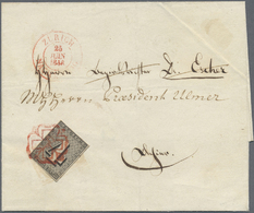 O Schweiz - Zürich: 1846 Zürich 4 Rp. Schwarz Mit Waag. Unterdrucklinien, Type II, Sauber Entwertet Mit Roter Ro - 1843-1852 Federal & Cantonal Stamps