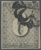 O Schweiz - Zürich: 1846 Zürich 6 Rp. Mit Waag. Unterdrucklinien, Type III, 98. Marke Des Bogens Mit Deutlicher - 1843-1852 Poste Federali E Cantonali