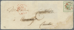 GA Schweiz - Genf: 1846 Ganzsachenumschlag 5c. Grün, Format 140x55 Mm, Gebraucht 1850 Von Genf Nach Avully, Entwe - 1843-1852 Federal & Cantonal Stamps