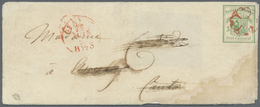 GA Schweiz - Genf: 1846 Ganzsachenumschlag 5c. Grün, Format 140x55 Mm, Gebraucht 1850 Von Genf Nach Avully, Entwe - 1843-1852 Timbres Cantonaux Et  Fédéraux