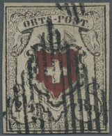 O Schweiz: 1850 Ortspost 2½ Rp. Tiefschwarz/bräunlichrot, Type 15, Sehr Sauber Entwertet Mit Schwarzer Eidg. Rau - Unused Stamps