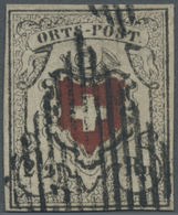 O Schweiz: 1850 Ortspost 2½ Rp. Tiefschwarz/bräunlichrot, Type 15, Sehr Sauber Entwertet Mit Schwarzer Eidg. Rau - Nuovi