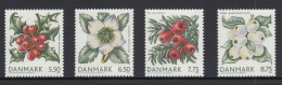 Denmark MNH Scott #1418-#1421 Set Of 4 Winter Berries And Flowers - Unused Stamps