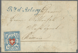 Br Schweiz: 1850 Rayon I 5 Rp. Hellblau/rot, Type 26, Stein B2-RU, Mit Ca. 6/12 Kreuzeinfassung, Entwertet Mit (v - Nuovi