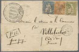 Br Schweiz: 1857, Faltcouvert Mit Strubel 10 Rp. Blau, 20 Rp Orange Und 40 Rp Hellgrün, Alle Berner Druck Und Ges - Unused Stamps
