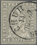 O Schweiz: 1862, 2 Rp. Grau, Vollrandig Mit Sauberem Stempel Chur 13. Oct. 62, Sehr Gute Erhaltung. - Unused Stamps