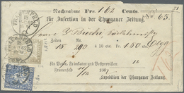 Br Schweiz: 1862 Mischfrankatur Strubel 2 Rp. Mit 10 Rp. Sitzende Helvetia Gezähnt Auf Gedrucktem Nachnahmestreif - Nuovi