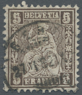 O Schweiz: 1862, 5 R. Sitzende Helvetia Mit Doppelprägung, Sauber Gestempelt In Guter Erhaltung. (Mi. 360,-) - Unused Stamps