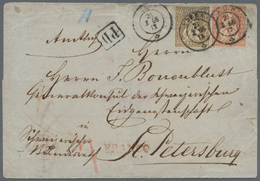 Br Schweiz: 1862 Sitzende Helvetia 60 Rp. Kupferbronze Zusammen Mit 30 Rp. Zinnober Auf Faltbriefhülle 1866 Von B - Unused Stamps