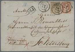 Br Schweiz: 1862 Sitzende Helvetia 60 Rp. Kupferbronze Zusammen Mit 30 Rp. Zinnober Auf Faltbriefhülle 1866 Von B - Nuovi