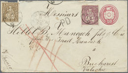 GA Schweiz: 1867 Destination Rumänien: Ganzsachenumschlag 10 Rp. Mit Zusatzfrankatur 50 Rp. Und 5 Rp. Als Korrekt - Unused Stamps