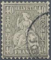 O Schweiz: 1881, Sitzende Helvetia 40 Rp Auf Faserpapier Mit Rundstempel, Rechts Unten Ein Kurzer Zahn, Sonst Gu - Unused Stamps
