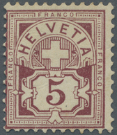 ** Schweiz: 1882 Ziffern 5 Rp. Hellbraunlila Auf Weißem Papier, Postfrisch Mit Leicht Getöntem Originalgummi, Far - Unused Stamps