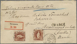 Br Schweiz: 1899. 2x 30 Rp Braun (Yvert 74, Stehende Helvetia) übergehend Entwertet Auf Eingeschriebenem Brief Vo - Unused Stamps