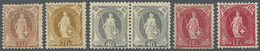 **/* Schweiz: 1900-1905 Stehende Helvetia: Gruppe Von 6 Ungebrauchten Marken, Mit 30 Rp., 40 Rp. Und 3 Fr. Mit Kont - Unused Stamps