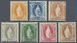 ** Schweiz: 1907, 20 C - 3 Fr Freimarken Stehende Helvetia, Kompletter Postfrischer Satz Von 7 Werten. - Unused Stamps