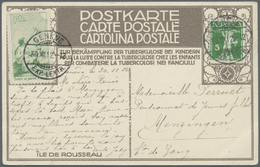 Br Schweiz: 1912 Pro Juventute-Vorläufer 10 Cts. Französisch Zusammen Mit 5 Rp. Tell Auf Tuberkulose-Ansichtskart - Unused Stamps