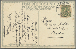 Br/ Schweiz: 1917, 5 Rp. Pro Juventute Auf Sonderkarte Als Bedarf Ab ZÜRICH 1. XII. 17 Vom Ersttag. - Unused Stamps
