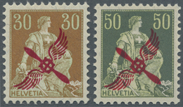 ** Schweiz: 1920, Flugpostmarke 30 C. Braunorange/hellgrün, Postfrisch Und 50 C. Dunkelgrün/hellgrün Postfrisch. - Unused Stamps