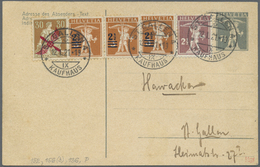 GA Schweiz: 1920 Flugpostmarke Zu 30 Rp. Mit Propeller-Aufdruck Zusammen Mit Tell-Marken Auf Ganzsachenkarte 7½ R - Unused Stamps