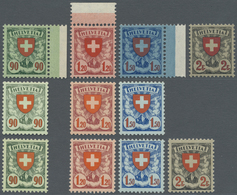 ** Schweiz: 1924, 90 C.-2 Fr. Wappenschild Postfrisch In Allen 3 Typen (x, Y Und Z). Michel 950,- € - Unused Stamps