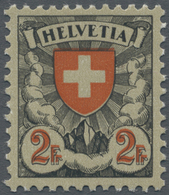 ** Schweiz: 1924, 2 Fr. Wappenschild Mit Abart Verschobener Rotaufdruck, Tadellos Postfrisch. - Unused Stamps