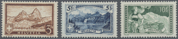 ** Schweiz: 1928, Freimarken: Gebirgslandschaften, 3 Werte Komplett, Taufrischer, Postfrischer Luxussatz. (S.B.K. - Unused Stamps