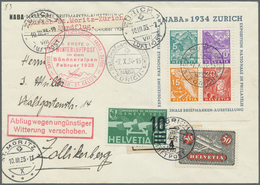 Br Schweiz: 1934 Block NABA '34 Auf Ausstellungsbriefumschlag Mit Erster Winterluftpost Zürich-St. Moritz-Zürich - Unused Stamps