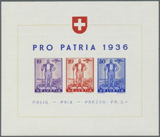 ** Schweiz: 1938 Pro Patria-Block UNGEZÄHNT, Postfrisch Und In Sehr Guter Erhaltung. Attest Marchand. (Mi. 3500,- - Unused Stamps