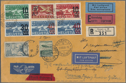 Br Schweiz: 1936 Flugpostmarke 40 Auf 90 Rp. Mit HELLROTEM AUFDRUCK Zusammen Mit Gleicher Marke Aber Mit Dunkelro - Unused Stamps