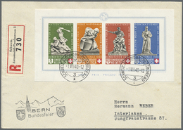 Br Schweiz: 1940, Bundesfeier-Block Auf Eingeschriebenem Brief Vom "SCHWEIZ. AUTOMOBIL-POSTBUREAU 1.VIII.40", übe - Unused Stamps